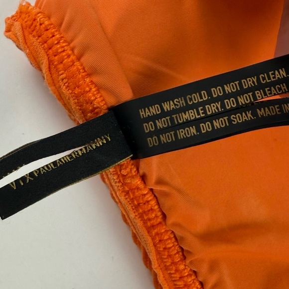 VIX Paula Hermanny Bikini Top Womens Size Large Orange Ribbed One Strap - Picture 5 of 9